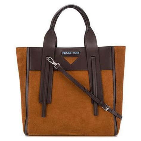 Ouverture tote Prada Brown in Suede 